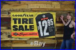 Goodyear Tires Gas Oil Station Cloth Banner Dealership Auto Garage Sign VINTAGE