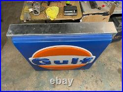 Gulf Gas Station Sign Oil Advertising 36 X 37 VINTAGE MAN CAVE BIRTHDAY NO LIGHT