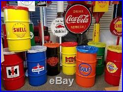 Gulf Oil 1930s 1940s 1950s Vintage Style 16 Gallon Cold Rolled Steel Trash Can