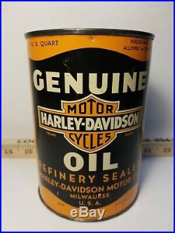 HARLEY DAVIDSON Motorcycle Oil Can Full Metal 1 Quart (Vintage) Genuine