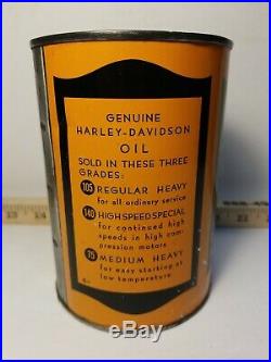 HARLEY DAVIDSON Motorcycle Oil Can Full Metal 1 Quart (Vintage) Genuine