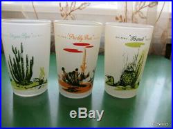HTF Vintage Blakely Gas Oil Juice Glasses (6) w. Decanter Lid! 1950s Western