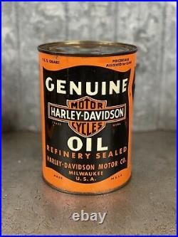Harley-Davidson Motorcycle Quart Oil Can Vintage Metal Full 1930s Lead Seam #1