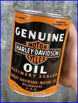 Harley-Davidson Motorcycle Quart Oil Can Vintage Metal Milwaukee WI 1940s NICE