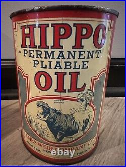 Hippo Oil Can Vintage Rare Quart