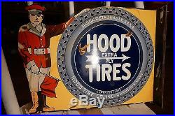 Hood Tires Metal Flange Sign Vintage Porcelain Gas Sign Pump Oil Service Oil