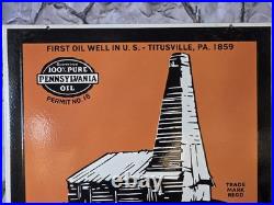 Huge Heavy Vintage Penn-drake Motor Oil Double-sided Porcelain Sign 28×22