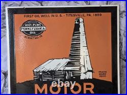 Huge Heavy Vintage Penn-drake Motor Oil Double-sided Porcelain Sign 28×22