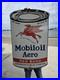 Huge Vintage 1947 Mobiloil Aero Can Porcelain Sign Mobilgas 29.5 X 18.5