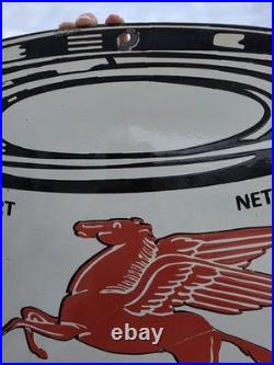 Huge Vintage 1947 Mobiloil Aero Can Porcelain Sign Mobilgas 29.5 X 18.5