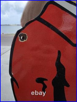 Huge Vintage Dependable Used Cars Porcelain Sign Gas Auto Sales 30 X 21.5