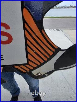 Huge Vintage Dependable Used Cars Porcelain Sign Gas Auto Sales 30 X 21.5