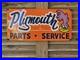 Huge Vintage Plymouth Parts And Service Roadrunner Porcelain Sign 30 X 15
