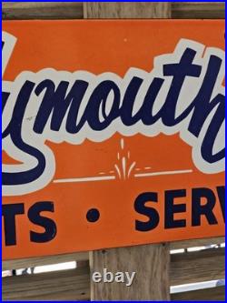 Huge Vintage Plymouth Parts And Service Roadrunner Porcelain Sign 30 X 15