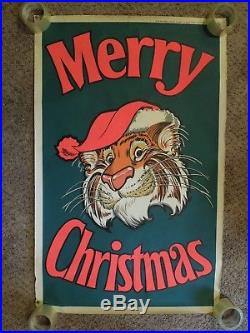 Humble Oil & Refining Exxon Esso Tiger Merry Christmas Vintage Poster