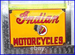 INDIAN MOTORCYCLES 12 VINTAGE Gas Pump Service Station Dealer Porcelain Sign