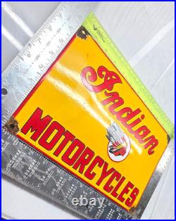 INDIAN MOTORCYCLES 12 VINTAGE Gas Pump Service Station Dealer Porcelain Sign