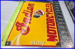 INDIAN MOTORCYCLES 12 VINTAGE Gas Pump Service Station Dealer Porcelain Sign