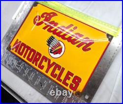 INDIAN MOTORCYCLES 12 VINTAGE Gas Pump Service Station Dealer Porcelain Sign