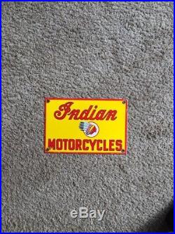 INDIAN MOTORCYCLES porcelain sign parts vintage CHIEF dealer motor oil