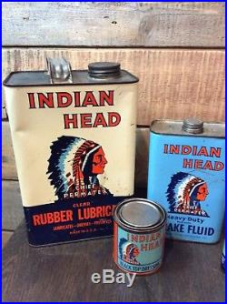 Indian Head Oil Cans Lot 7pc Rare Collectible Vintage Oil Cans Lot