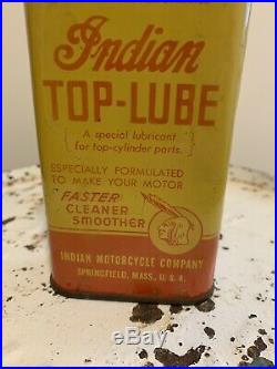 Indian Motorcycle Top Lube Oil Can Original Sign Chief Scout Vintage Rare Full