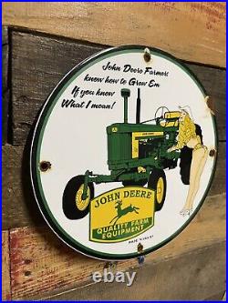 John Deere Vintage Porcelain Tractor Sign Farming 10 Advertising Plaque Gas Oil