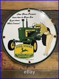 John Deere Vintage Porcelain Tractor Sign Farming 10 Advertising Plaque Gas Oil