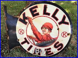 Kelly Tire Metal Flange Sign Vintage Porcelain Gas Sign Pump Oil Service Station