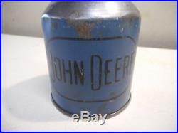 L2074- RARE Vintage JOHN DEERE BLUE OIL CAN Tractor Farm Advertising Sign