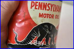 L5413- Vintage Original Sinclair Pennsylvania Quart Oil Can Black Dino