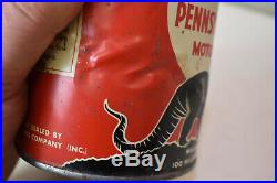 L5413- Vintage Original Sinclair Pennsylvania Quart Oil Can Black Dino