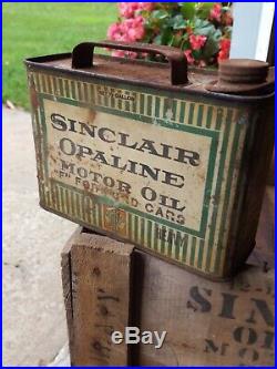 LAST ONE! Rare Vintage Sinclair Opalaline 1/2 Gallon Oil Can F for Ford Cars