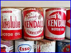 LOT OF 18 VINTAGE QT OIL CANS. Power, Durolube, Hi Temp, Kendall, Philips 66, DX, ext