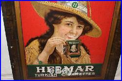 Large Rare Vintage c. 1910 Helmar Cigarettes Tobacco Gas Oil 28 Metal Sign