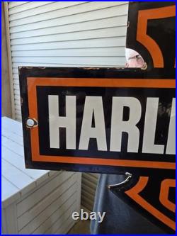 Large Rare Vtg Harley Davidson DOUBLE-SIDED Heavy Porcelain Sign 24X 16