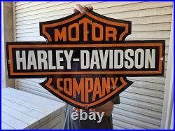 Large Rare Vtg Harley Davidson DOUBLE-SIDED Heavy Porcelain Sign 24X 16