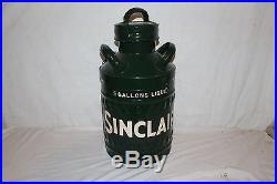 Large Vintage 1920's Sinclair 5 Gallon Embossed Metal Oil Gas Can Sign