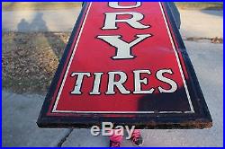 Large Vintage 1930's Century Tires Tire Gas Station Oil 72 Embossed Metal Sign