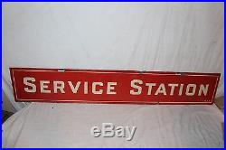 Large Vintage 1935 Service Station Gas Oil 2 Sided 46 Porcelain Metal Sign