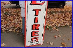 Large Vintage 1947 Lee Tires Tire Gas Station Oil 72 Embossed Metal Sign