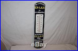 Large Vintage 1950's Ex-Lax Medicine Drug Gas Oil 39 Metal Thermometer Sign
