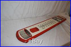 Large Vintage 1950's Fram Filter Service Air Gas Oil 39 Metal Thermometer Sign