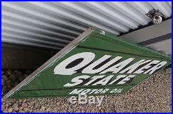 Large Vintage 1950's Quaker State Motor Oil Gas Station 70 Embossed Metal Sign