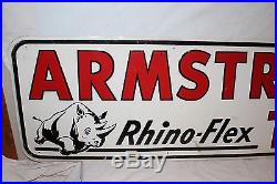 Large Vintage 1950s Armstrong Tires Gas Station Oil 60 Embossed Metal SignNice