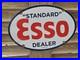 Large Vintage 1956 Esso Standard Gasoline Porcelain Enamel Sign 16.5 X 11