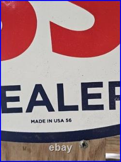Large Vintage 1956 Esso Standard Gasoline Porcelain Enamel Sign 16.5 X 11