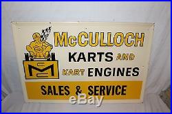 Large Vintage 1960's McCulloch Go Kart Engines Gas Oil 35 Embossed Metal Sign
