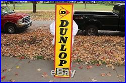 Large Vintage 1970 Dunlop Tires Tire Gas Station Oil 60 Embossed Metal Sign