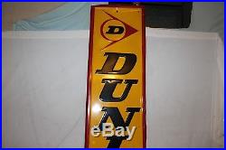 Large Vintage 1972 Dunlop Tires Tire Gas Station Oil 60 Embossed Metal Sign